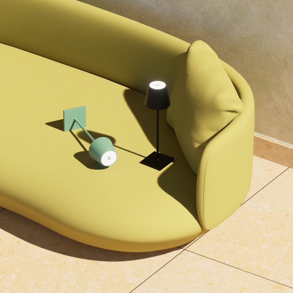 sofá moderno, sofá amarillo, diseño de interiores, arquitectura