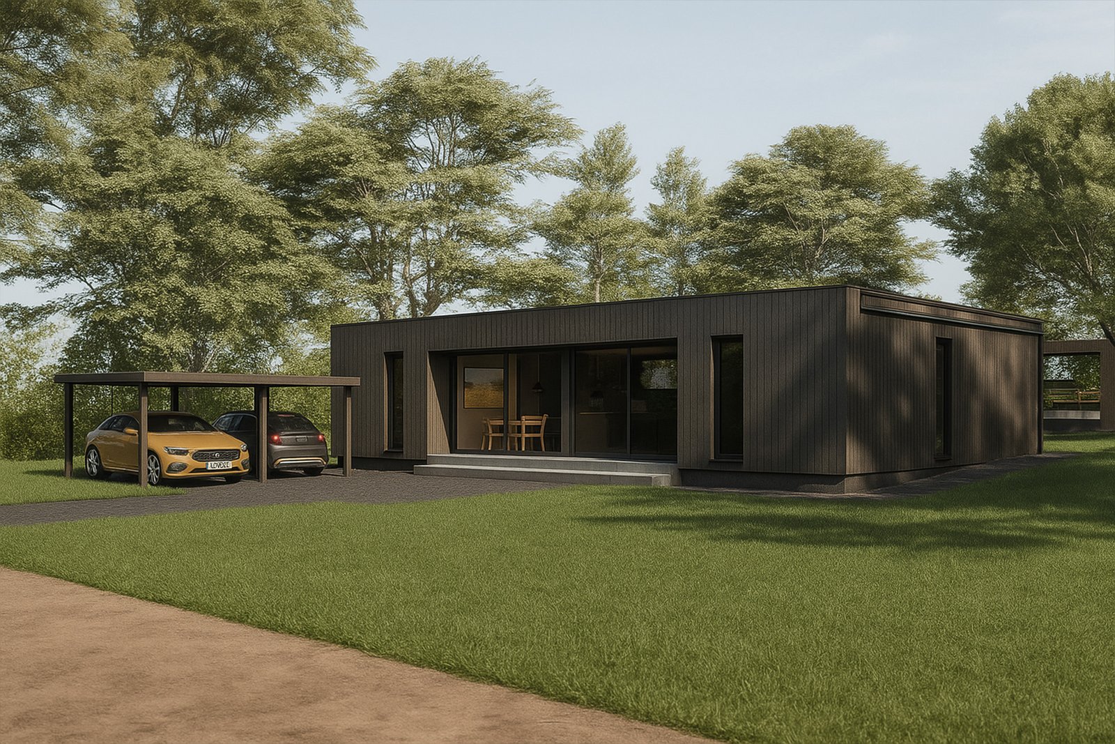 Fachada exterior, vivienda con jardín exterior, josé gabriel herrera tolla, josé luis díaz frade, arquitectura, render