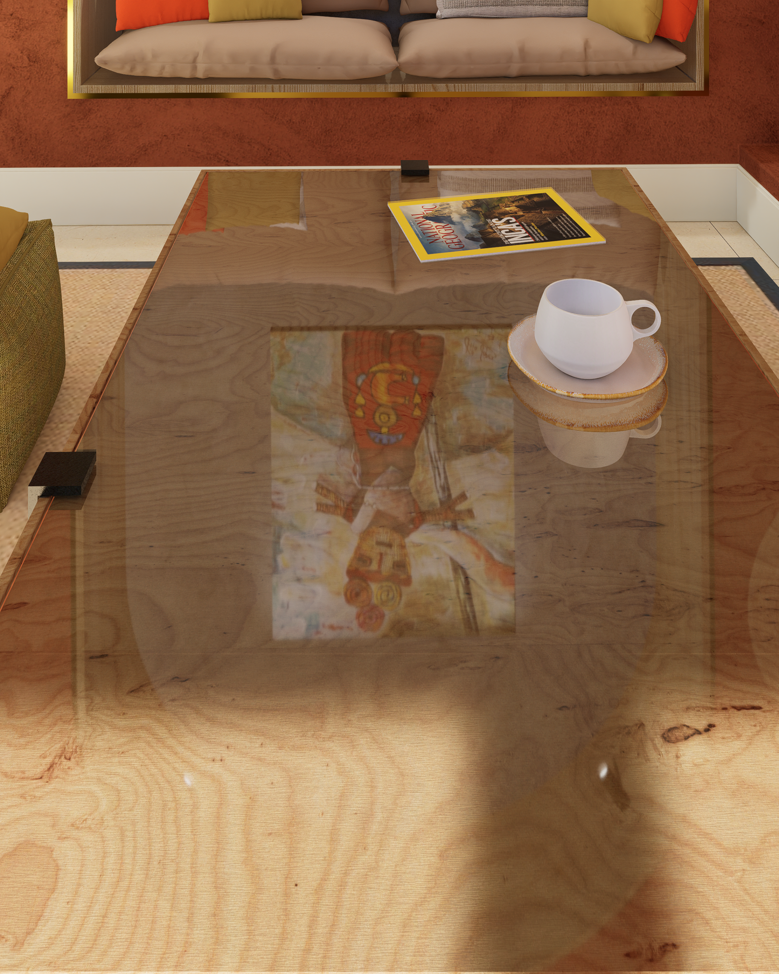 Salón étnico, decoración étnica andina, y matices mediterráneos, colaboración artísitca con Fernando López