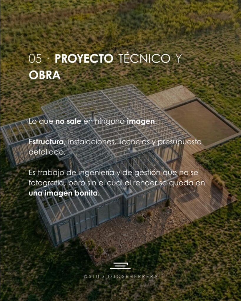 Vista aérea de la estructura de acero de una vivienda en steel frame, antes de cerrar fachadas y cubierta